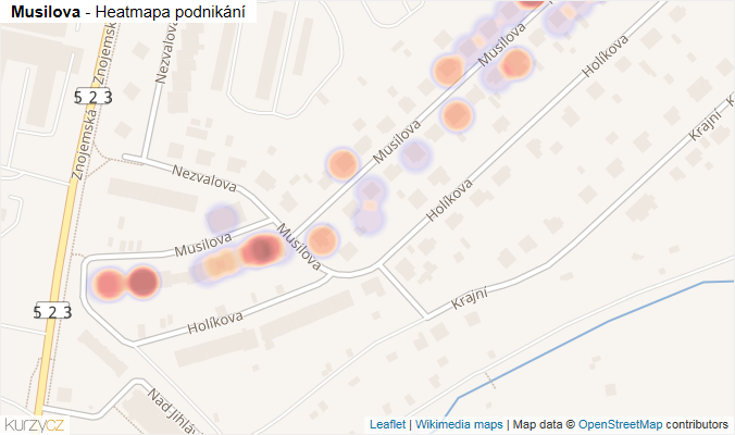 Mapa Musilova - Firmy v ulici.