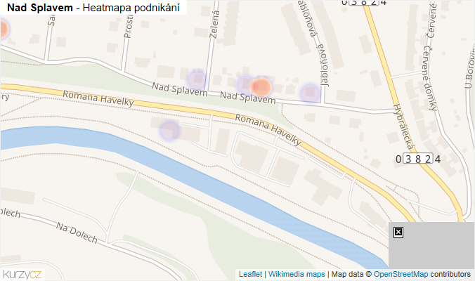 Mapa Nad Splavem - Firmy v ulici.