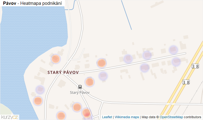 Mapa Pávov - Firmy v části obce.