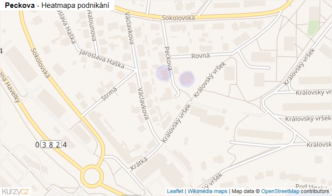 Mapa Peckova - Firmy v ulici.