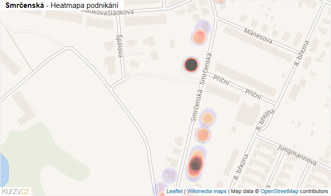 Mapa Smrčenská - Firmy v ulici.