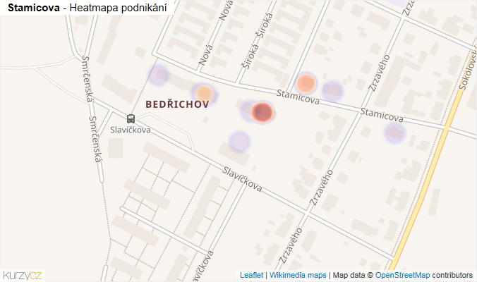 Mapa Stamicova - Firmy v ulici.