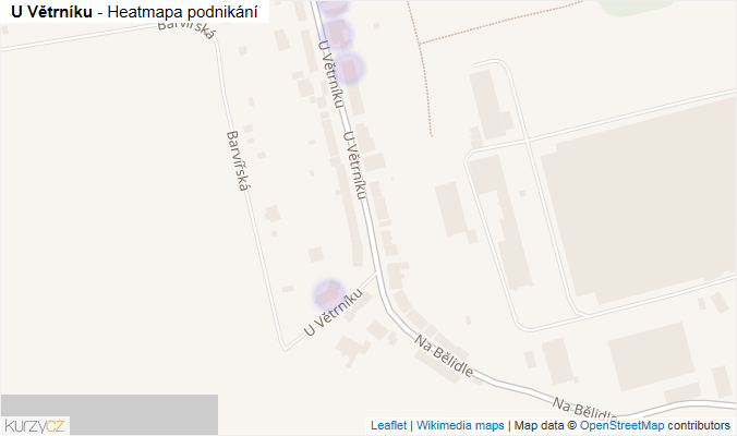 Mapa U Větrníku - Firmy v ulici.