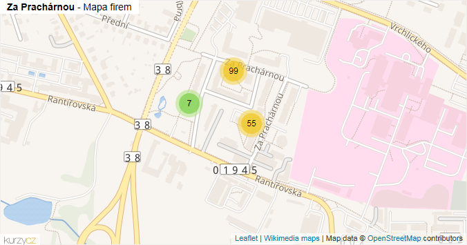 Mapa Za Prachárnou - Firmy v ulici.