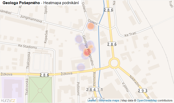 Mapa Geologa Pošepného - Firmy v ulici.