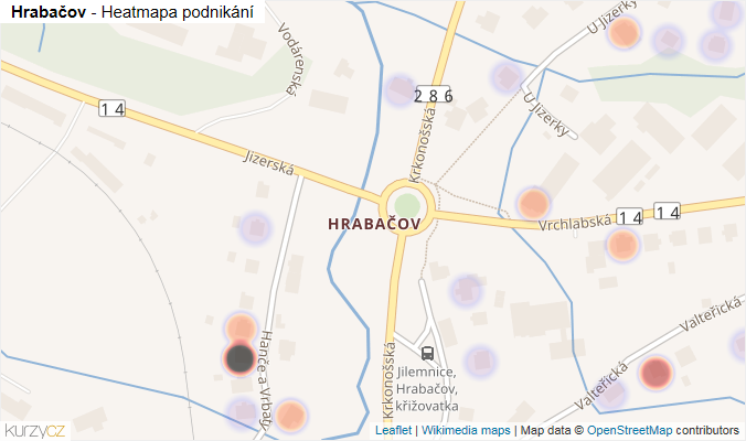 Mapa Hrabačov - Firmy v části obce.