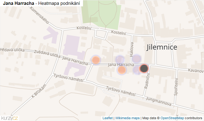 Mapa Jana Harracha - Firmy v ulici.