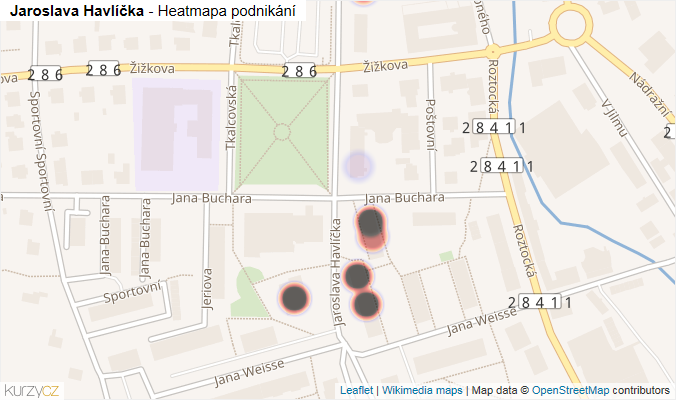Mapa Jaroslava Havlíčka - Firmy v ulici.