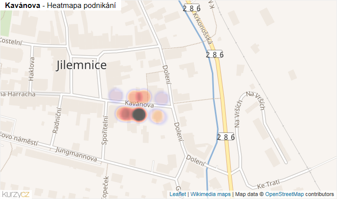 Mapa Kavánova - Firmy v ulici.