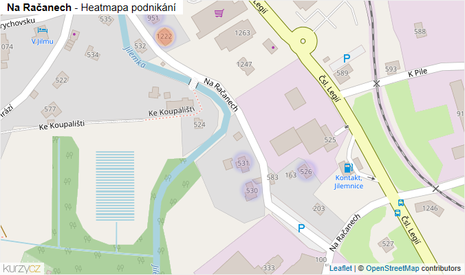 Mapa Na Račanech - Firmy v ulici.