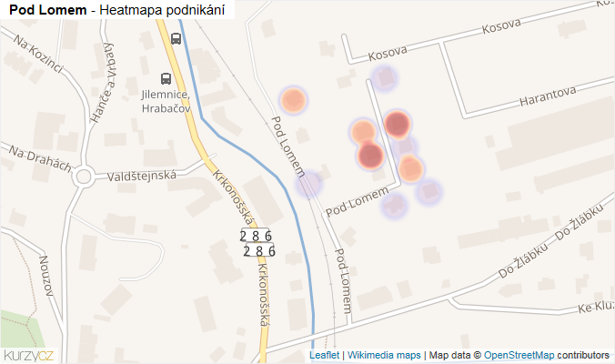 Mapa Pod Lomem - Firmy v ulici.