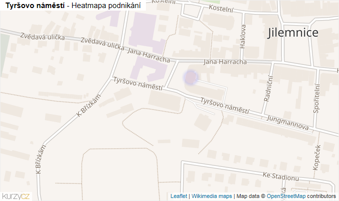 Mapa Tyršovo náměstí - Firmy v ulici.