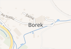 Borek v obci Jílové u Prahy - mapa části obce
