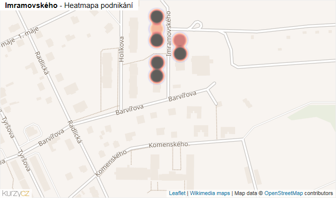 Mapa Imramovského - Firmy v ulici.
