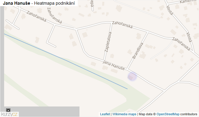 Mapa Jana Hanuše - Firmy v ulici.