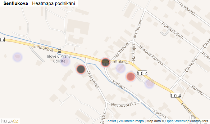 Mapa Šenflukova - Firmy v ulici.