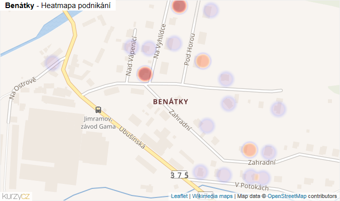 Mapa Benátky - Firmy v části obce.