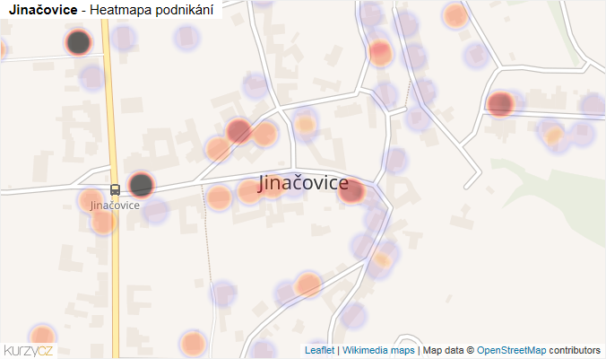Mapa Jinačovice - Firmy v části obce.