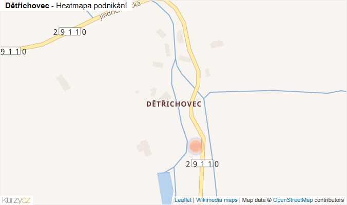 Mapa Dětřichovec - Firmy v části obce.