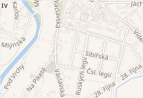 Italských legií v obci Jindřichův Hradec - mapa ulice