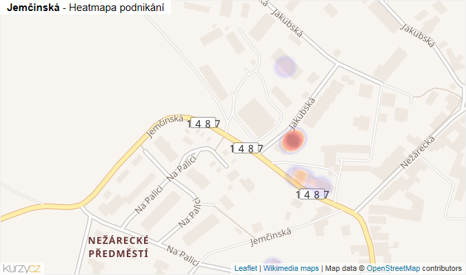 Mapa Jemčinská - Firmy v ulici.