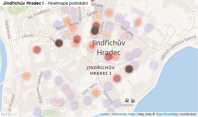 Mapa Jindřichův Hradec I - Firmy v části obce.