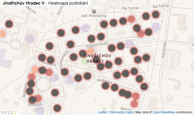 Mapa Jindřichův Hradec V - Firmy v části obce.