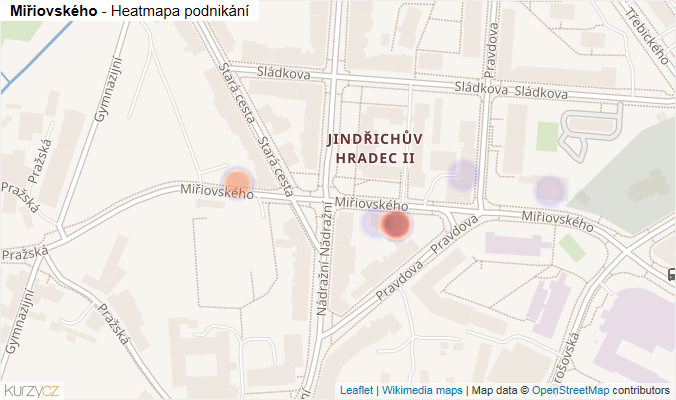 Mapa Miřiovského - Firmy v ulici.