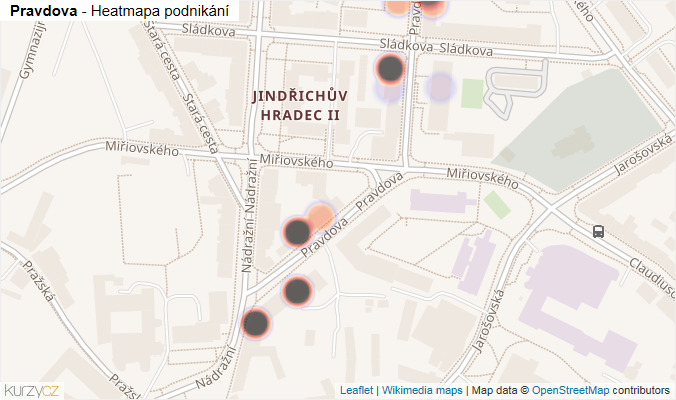 Mapa Pravdova - Firmy v ulici.