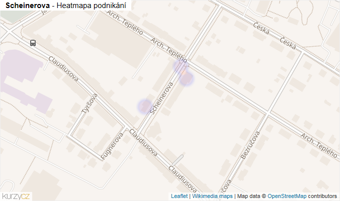 Mapa Scheinerova - Firmy v ulici.