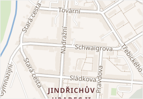 Schwaigrova v obci Jindřichův Hradec - mapa ulice