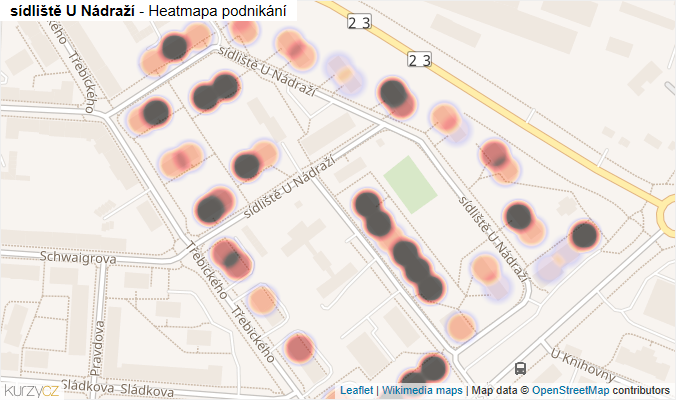 Mapa sídliště U Nádraží - Firmy v ulici.