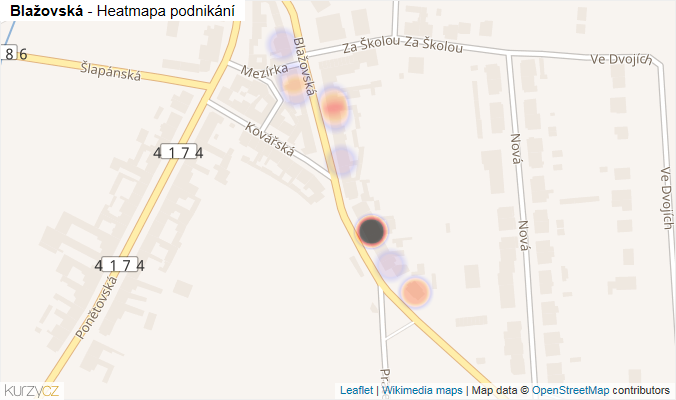 Mapa Blažovská - Firmy v ulici.