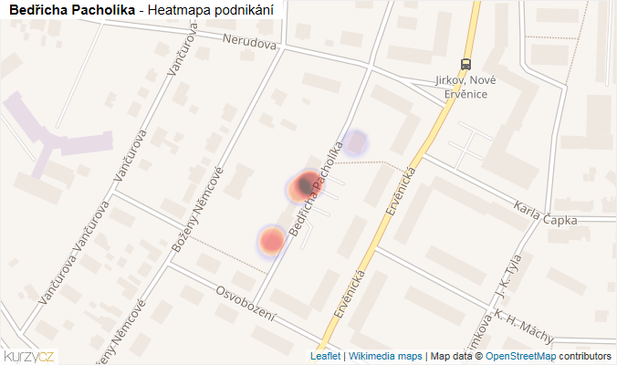 Mapa Bedřicha Pacholíka - Firmy v ulici.