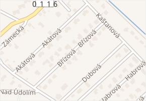 Břízová v obci Jirny - mapa ulice