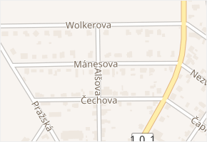 Mánesova v obci Jirny - mapa ulice