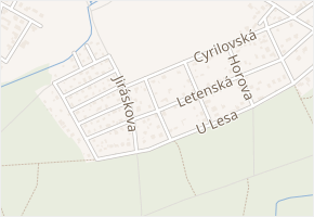 Na Rovinách v obci Jirny - mapa ulice