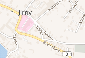 Tovární v obci Jirny - mapa ulice