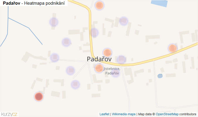 Mapa Padařov - Firmy v části obce.