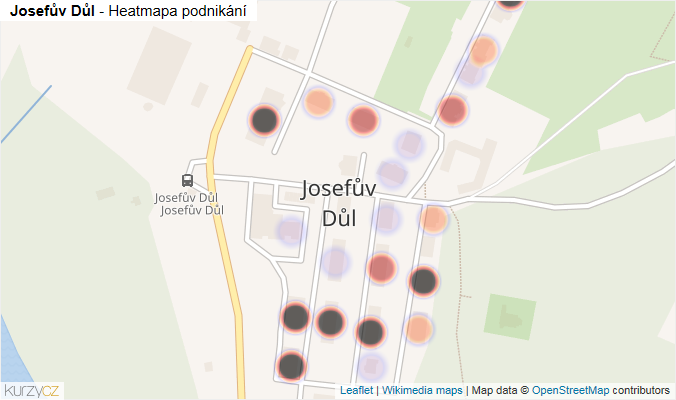 Mapa Josefův Důl - Firmy v části obce.