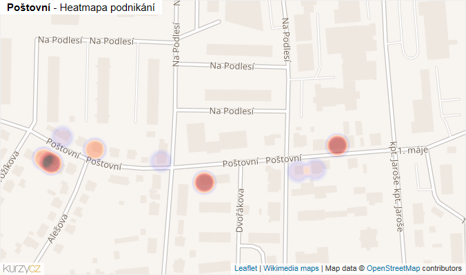 Mapa Poštovní - Firmy v ulici.