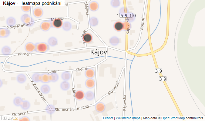 Mapa Kájov - Firmy v části obce.