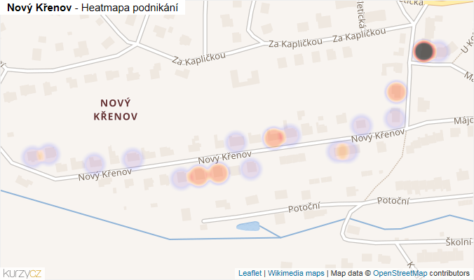 Mapa Nový Křenov - Firmy v ulici.