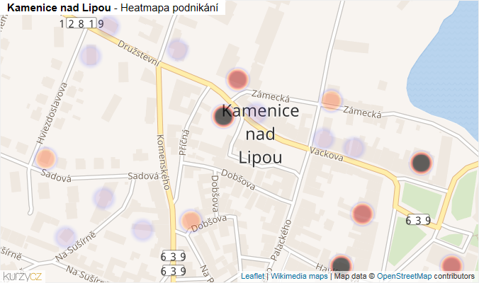 Mapa Kamenice nad Lipou - Firmy v části obce.