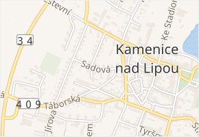 Sadová v obci Kamenice nad Lipou - mapa ulice