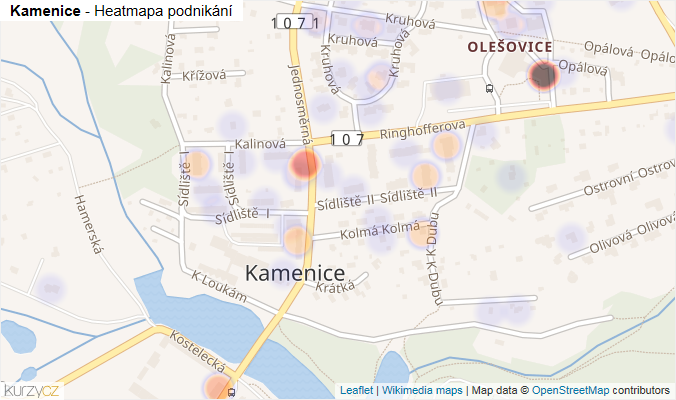 Mapa Kamenice - Firmy v obci.