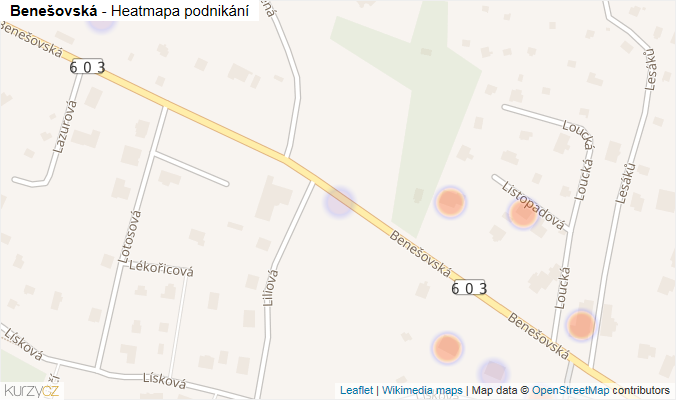 Mapa Benešovská - Firmy v ulici.