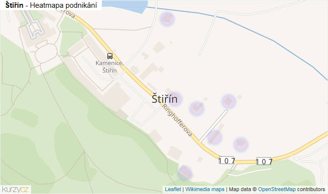 Mapa Štiřín - Firmy v části obce.