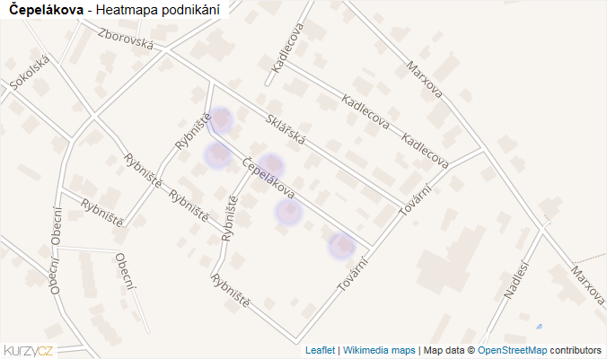Mapa Čepelákova - Firmy v ulici.