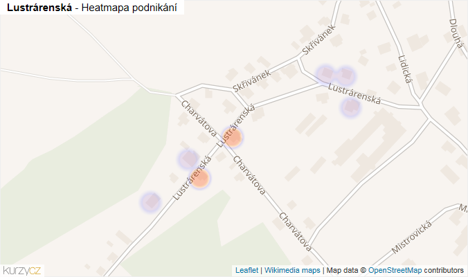 Mapa Lustrárenská - Firmy v ulici.